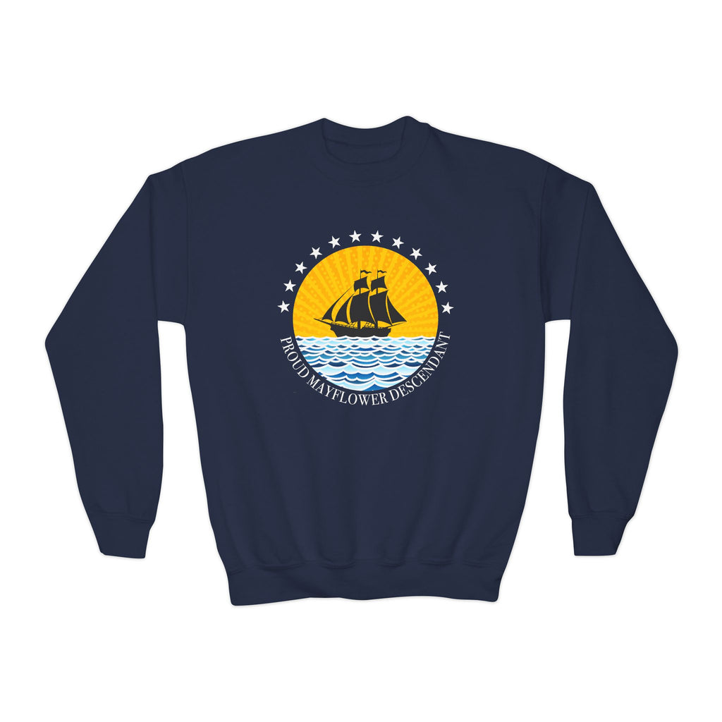 Youth Crewneck Sweatshirt — Proud Mayflower Descendant