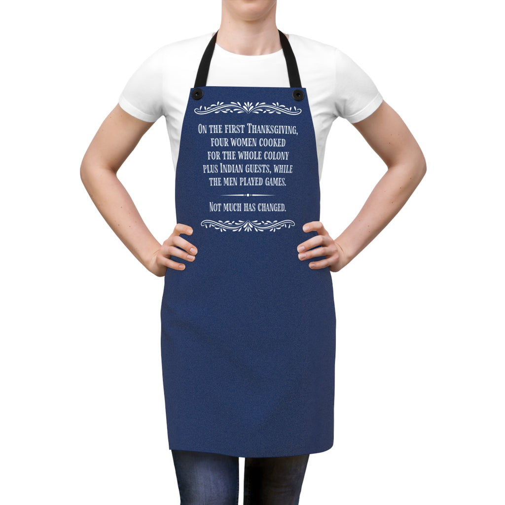 Navy Blue Thanksgiving Apron — Vintage Humor Kitchen Apron