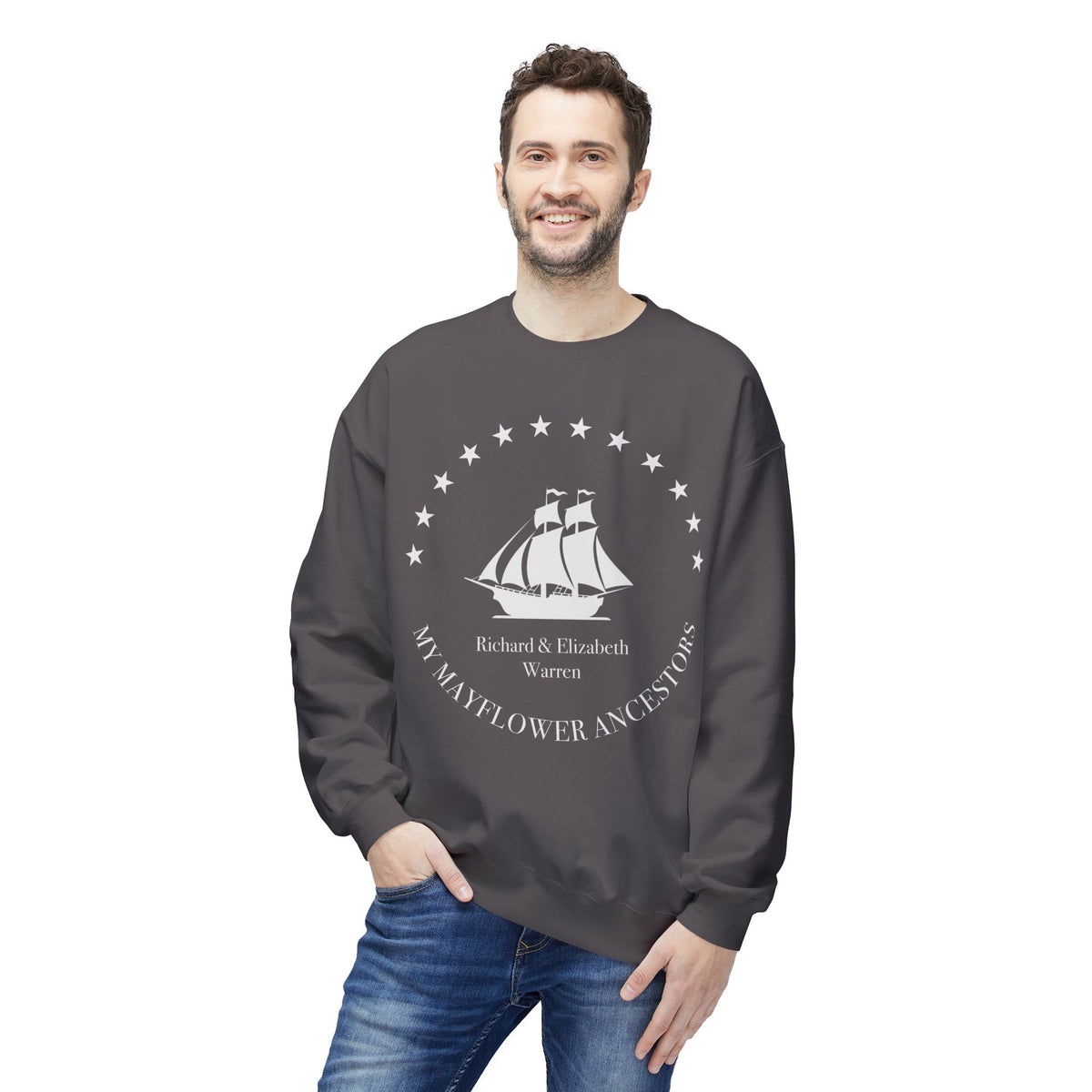 Mayflower Ancestors Sweatshirt — Warren Descendant, Extra Large Sizes