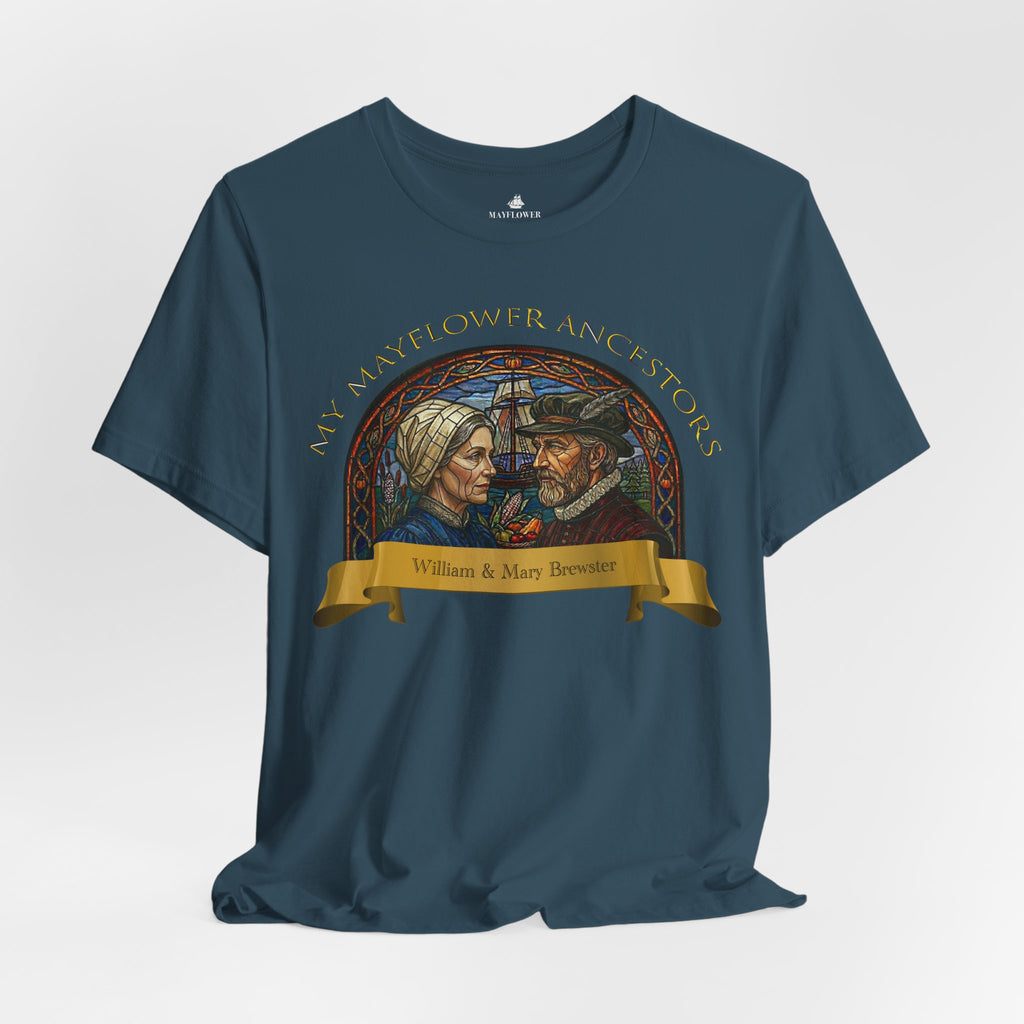 Mayflower Pilgrim “Stained Glass” Tee — William and Mary Brewster