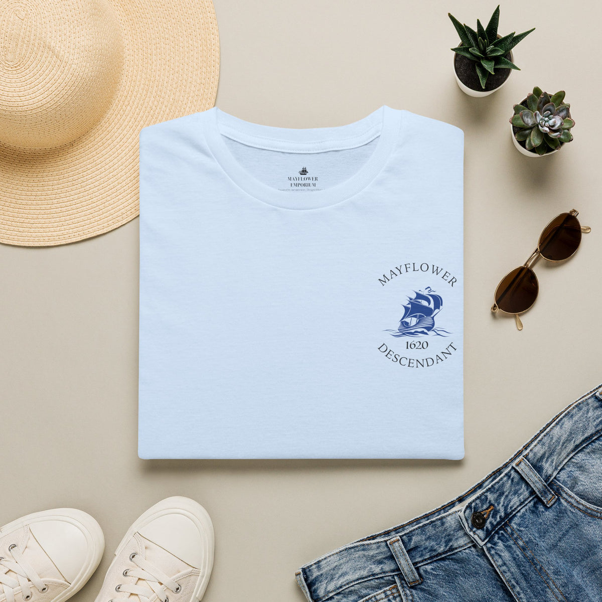 Mayflower 1620 Descendants Crew Tee Shirt