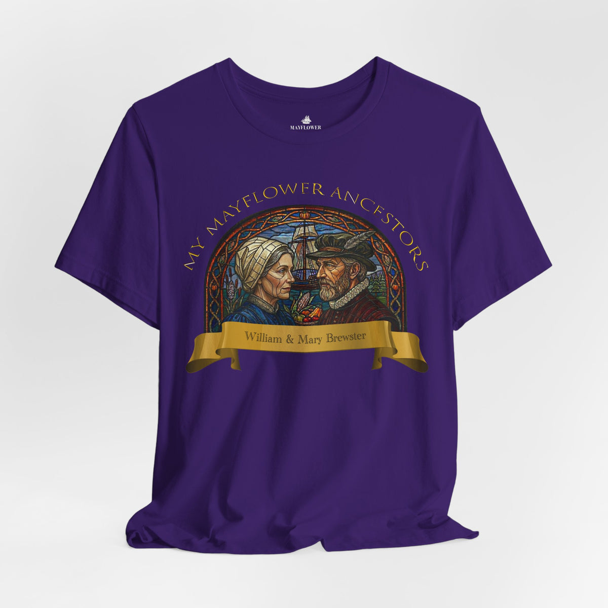 Mayflower Pilgrim “Stained Glass” Tee — William and Mary Brewster