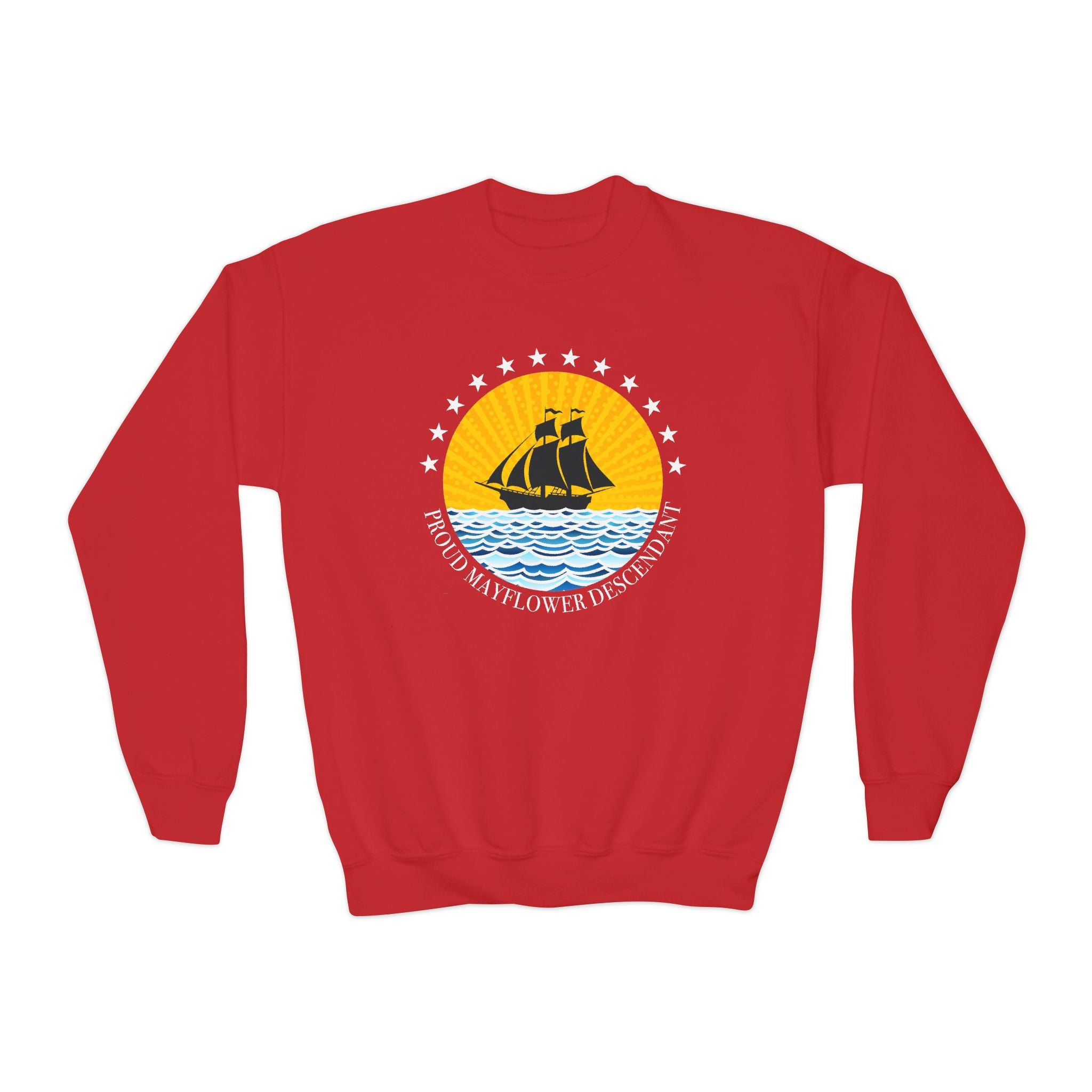 Youth Crewneck Sweatshirt — Proud Mayflower Descendant