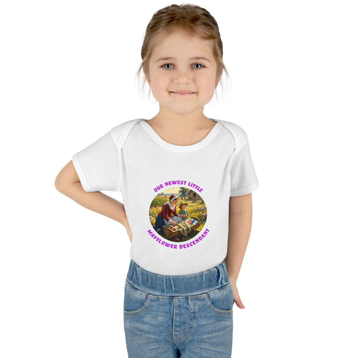 Infant Girl's "Newest Little Mayflower Descendant" Bodysuit