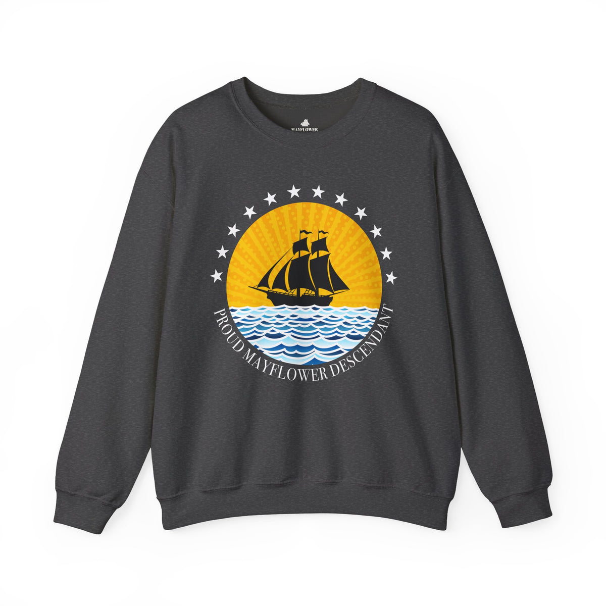 Proud Mayflower Descendant Crewneck Sweatshirt — Extra Large Sizes