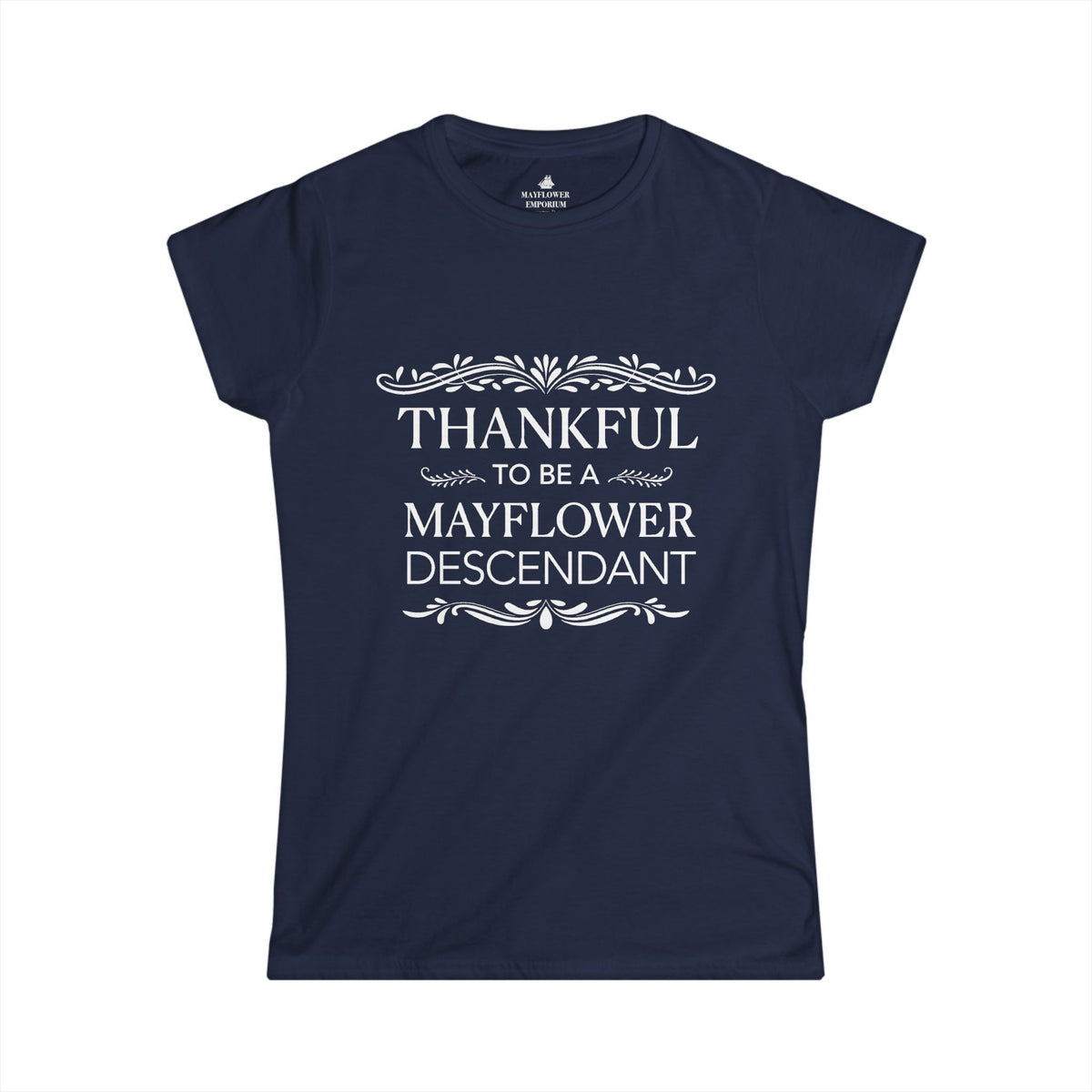 Women's Mayflower Descendant Tee with a Thankful Message - Extra Large Sizes