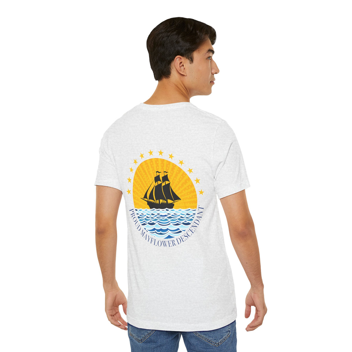 Proud Mayflower Descendant Crewneck Tee - Extra Large Sizes