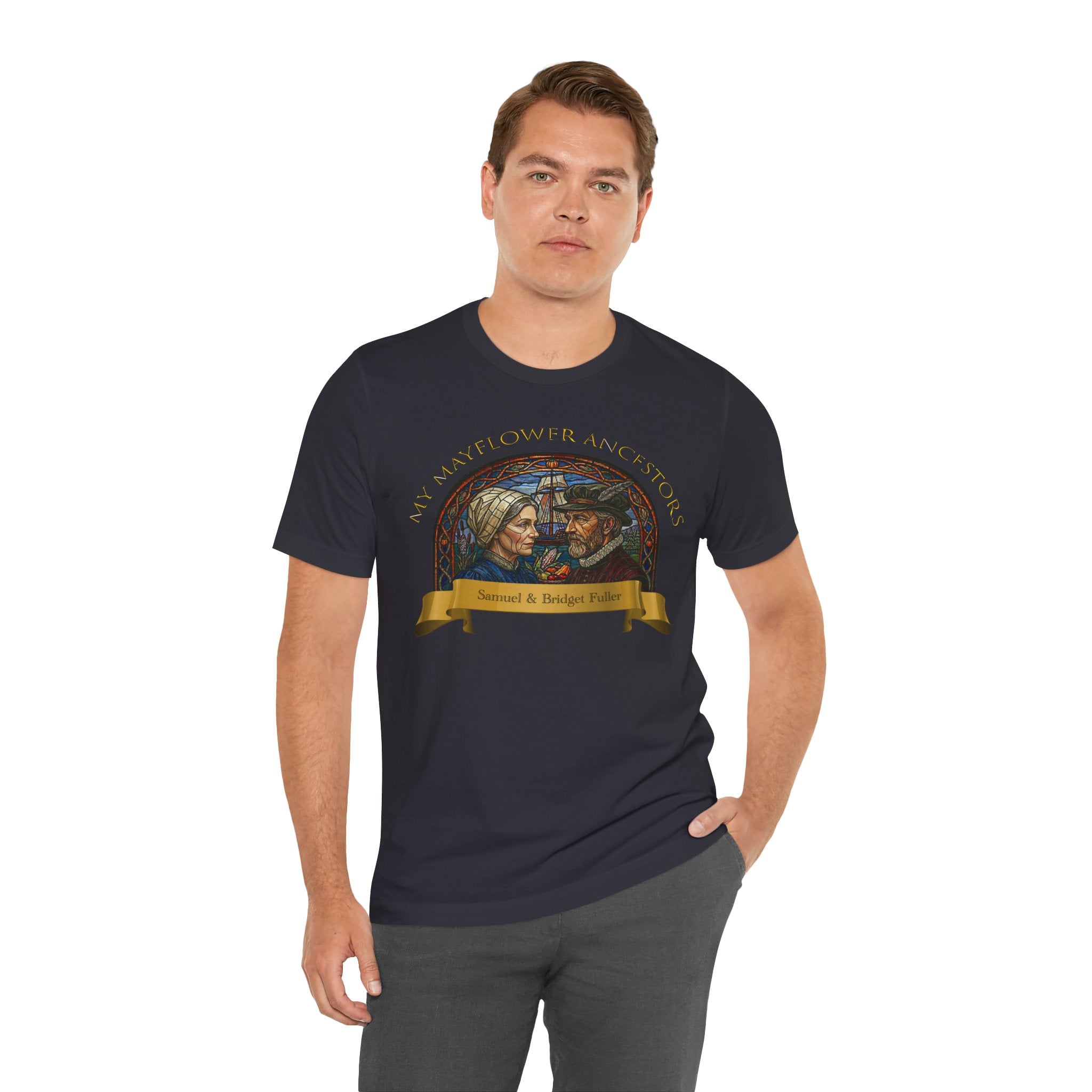 Mayflower Pilgrim “Stained Glass” Tee — Samuel and Bridget Fuller