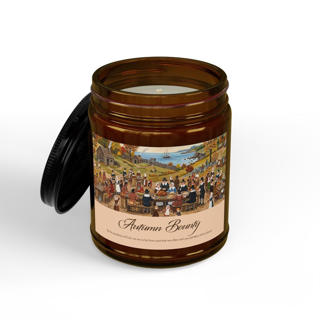 Autumn Bounty Scented Soy Candle (4oz & 9oz) — Amber Jar with Black Lid